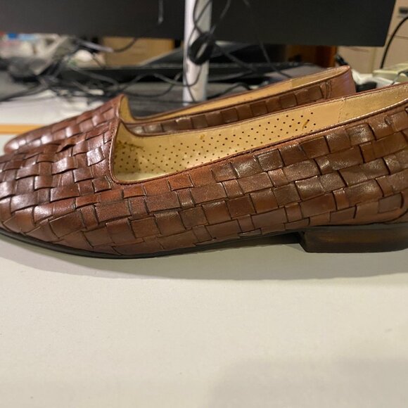 Enzo Angiolini - Size 7.5M - Women's Genius Chestnut Brown Leather Woven Loafer - Picture 5 of 14